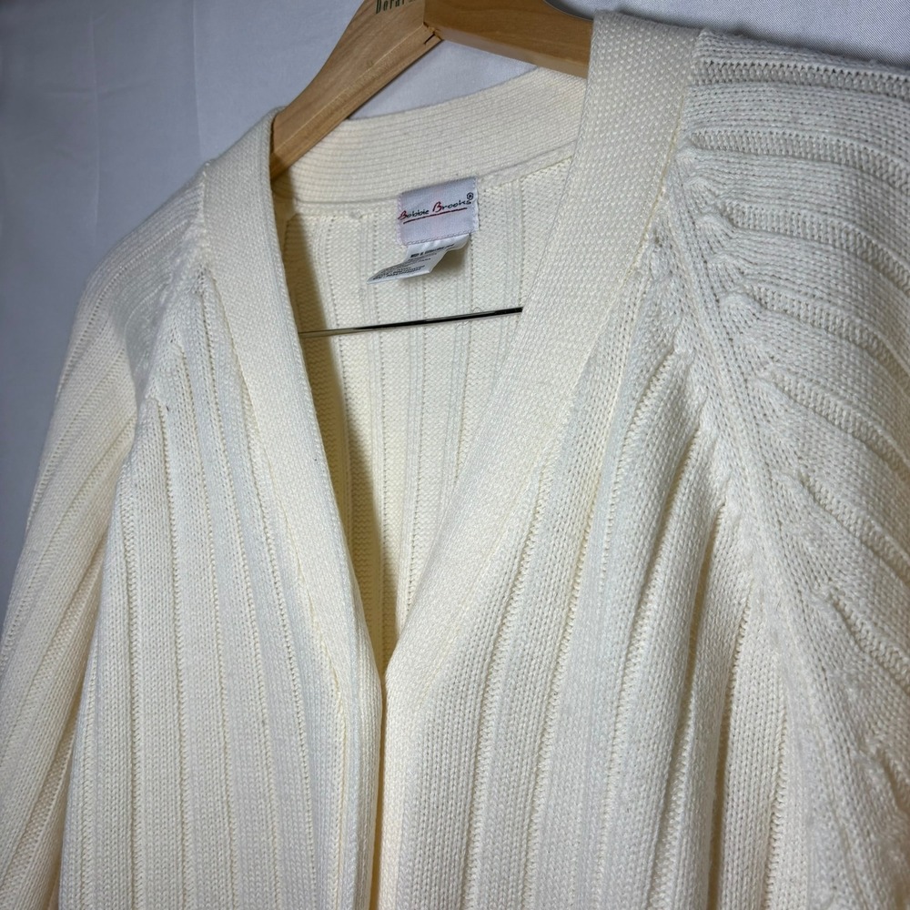 Vintage Bobbie Brooks Ivory Ribbed Knit Cardigan Sweater XL BB610SWF99 - Picture 7 of 8